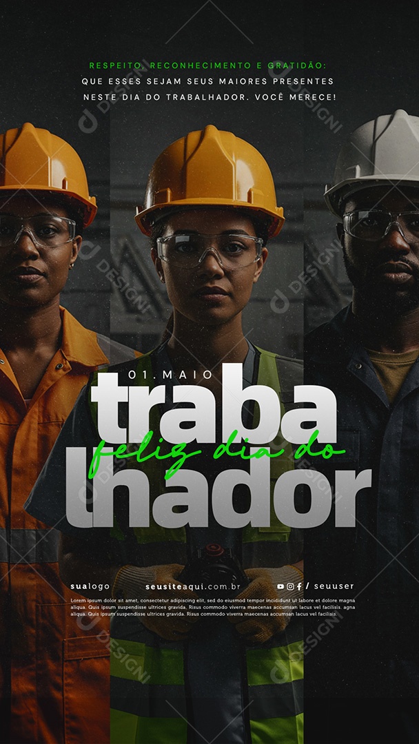 Story Feliz Dia Do Trabalhador 01 de Maio Social Media PSD Editável