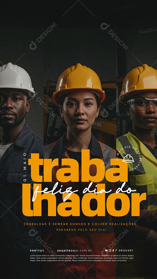 Story Feliz Dia Do Trabalhador 01 de Maio Social Media PSD Editável