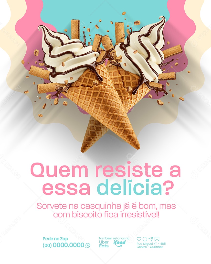 Sorveteria Quem Resiste essa Delicia Social Media PSD Editável