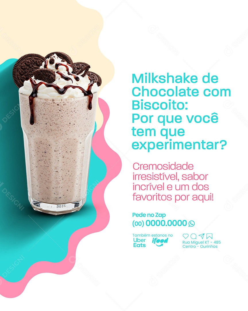 Sorveteria Milkshake de Biscoito Social Media PSD Editável