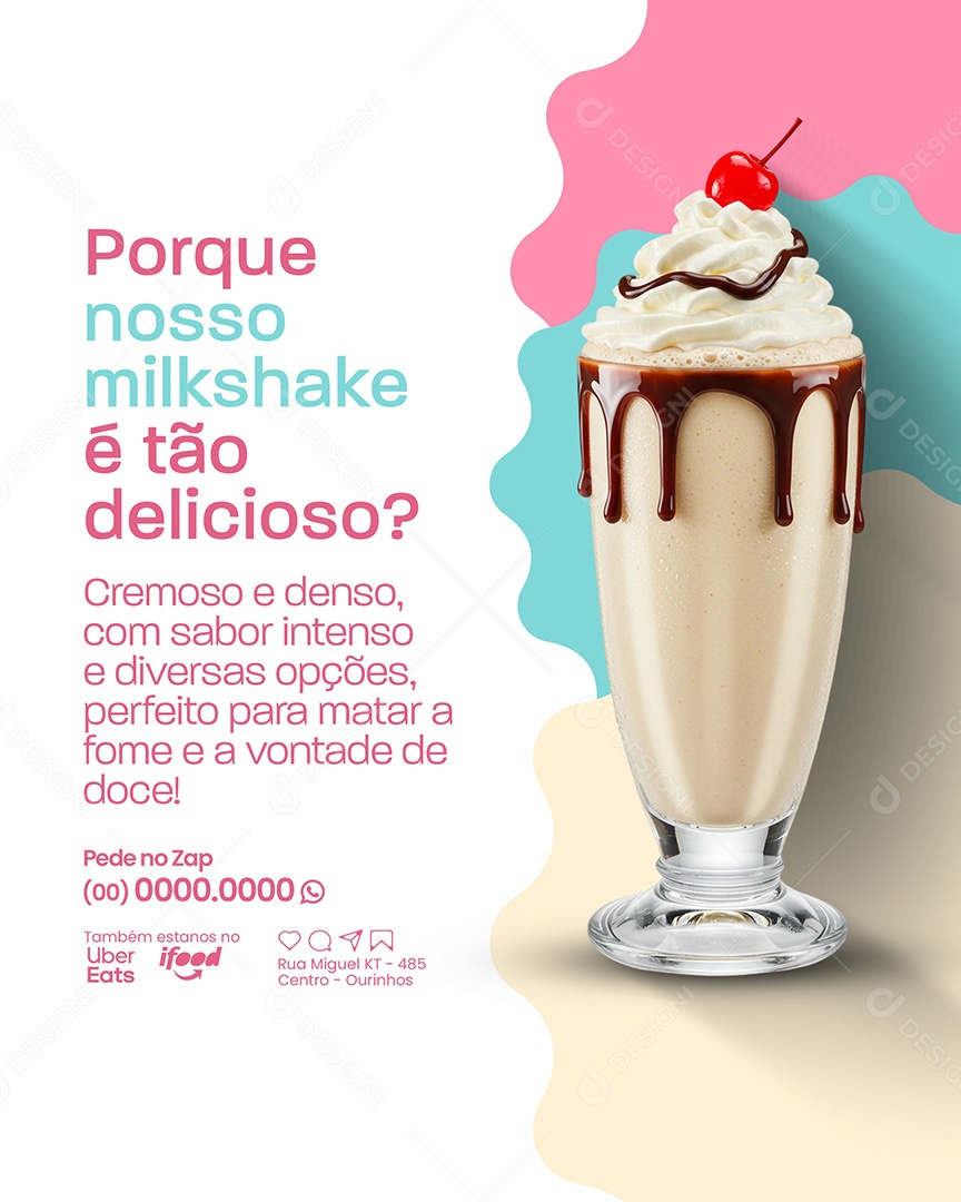 Sorveteria Nosso Milkshake Delicioso Social Media PSD Editável