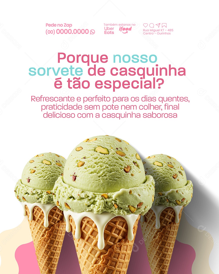 Sorveteria Nosso Sorvete de Casquinha Especial Social Media PSD Editável