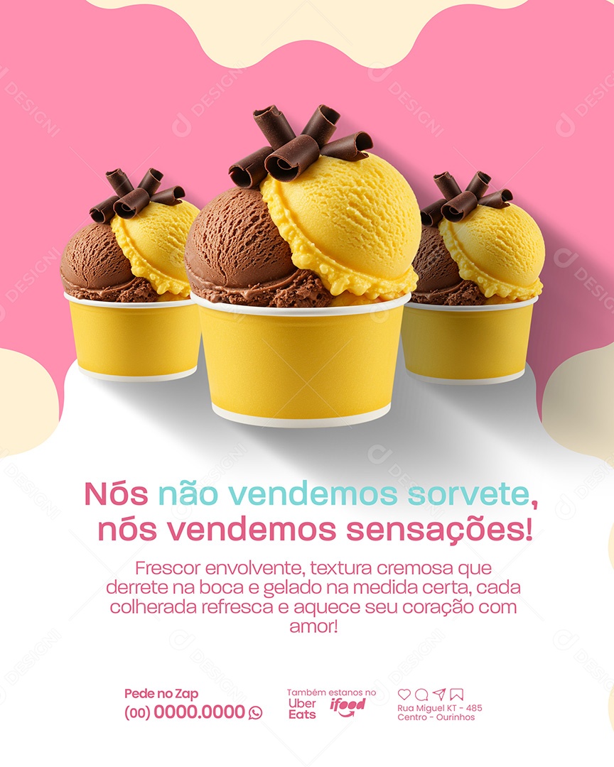 Sorveteria Vendemos Sensações Social Media PSD Editável