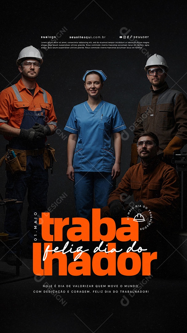 Story Feliz Dia Do Trabalhador 01 de Maio Social Media PSD Editável