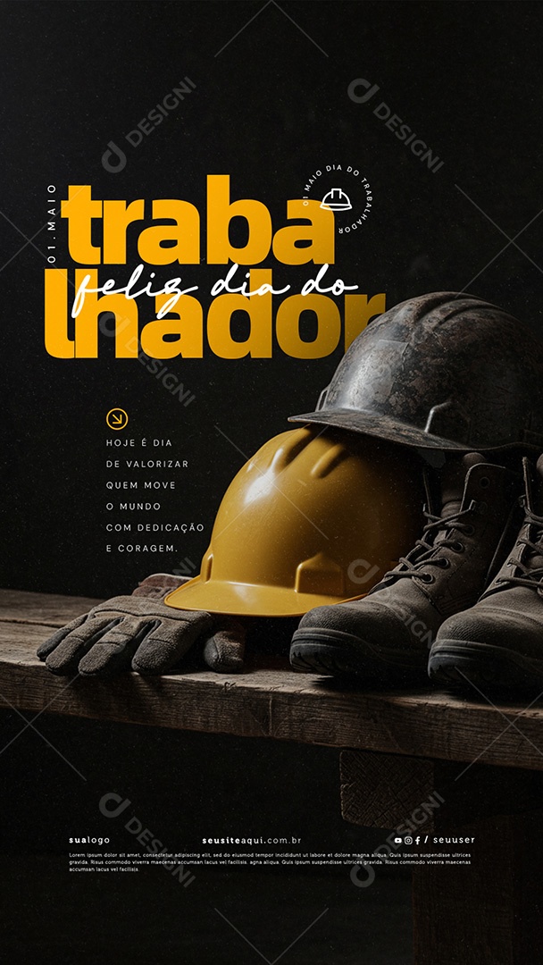 Story Feliz Dia Do Trabalhador 01 de Maio Social Media PSD Editável