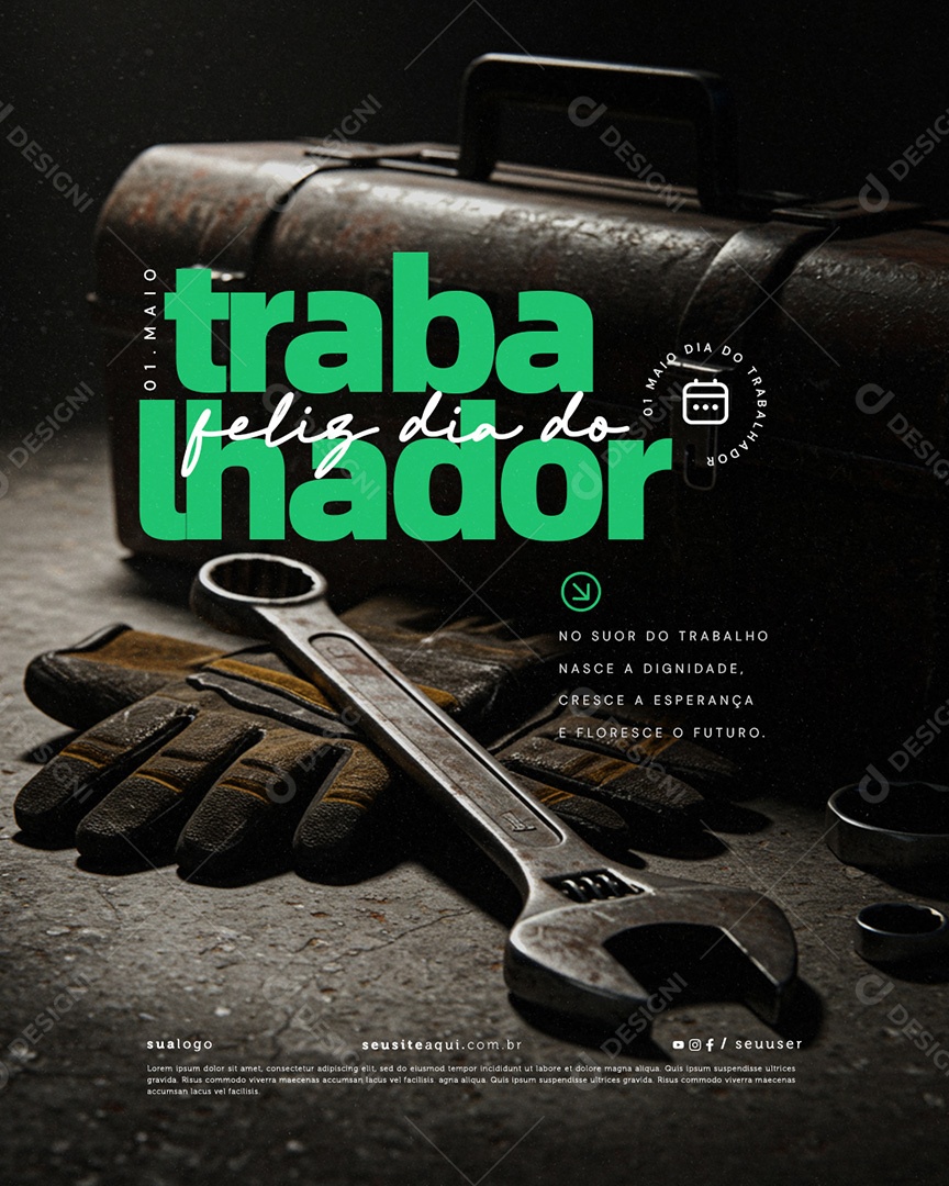 Feliz Dia Do Trabalhador 01 de Maio Social Media PSD Editável
