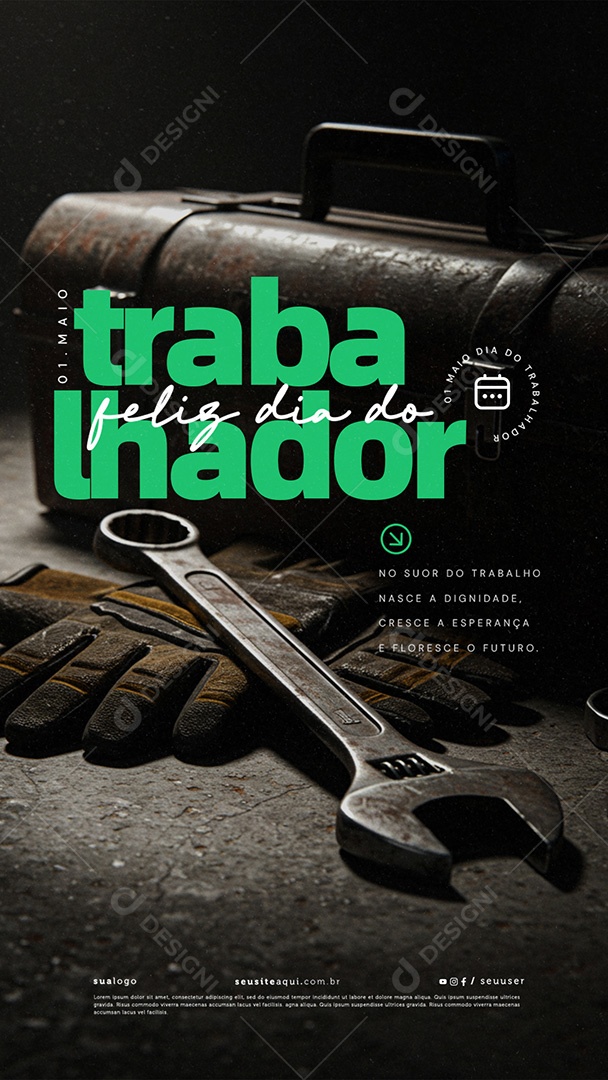 Story Feliz Dia Do Trabalhador 01 de Maio Social Media PSD Editável