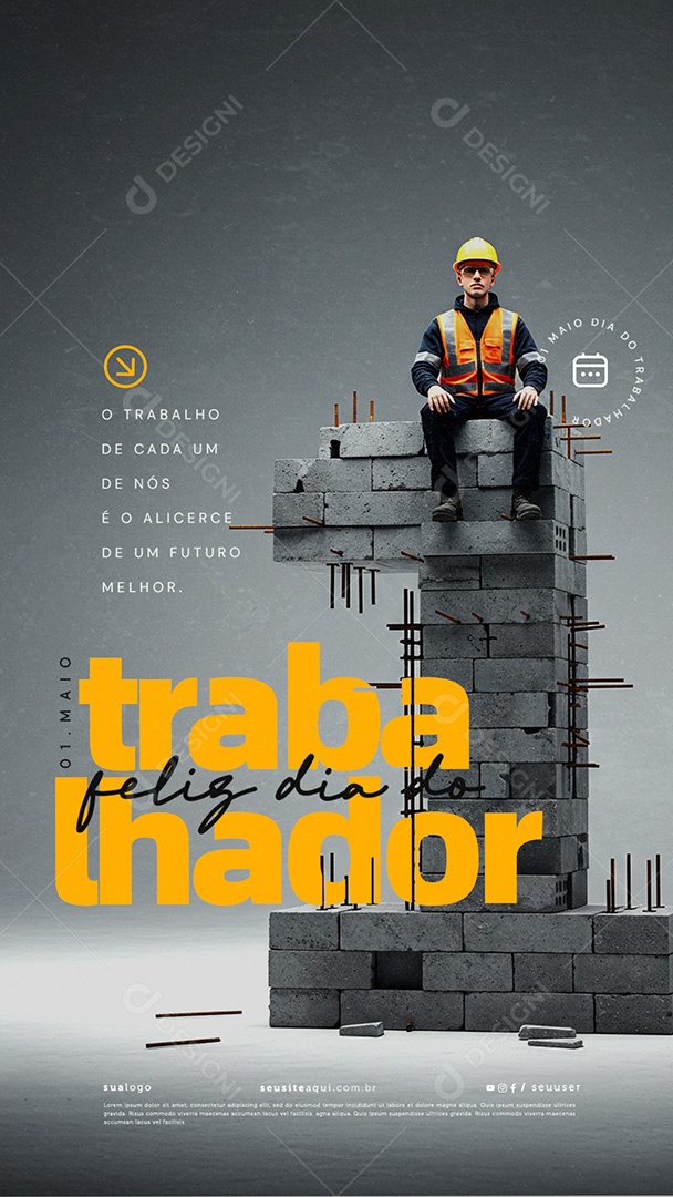 Story Feliz Dia Do Trabalhador 01 de Maio Social Media PSD Editável