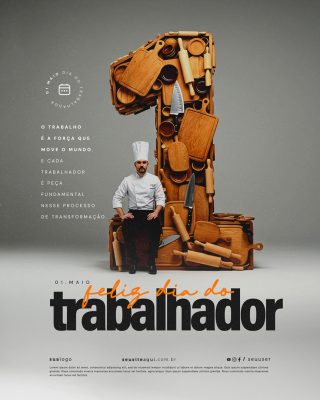 Feliz Dia Do Trabalhador 01 de Maio Social Media PSD Editável