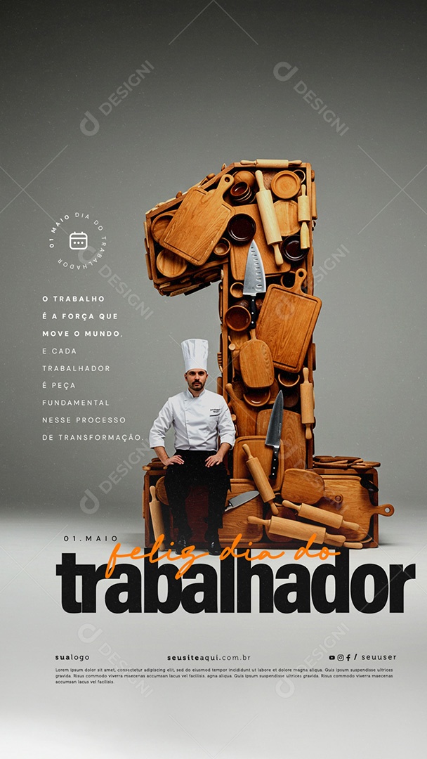 Story Feliz Dia Do Trabalhador 01 de Maio Social Media PSD Editável