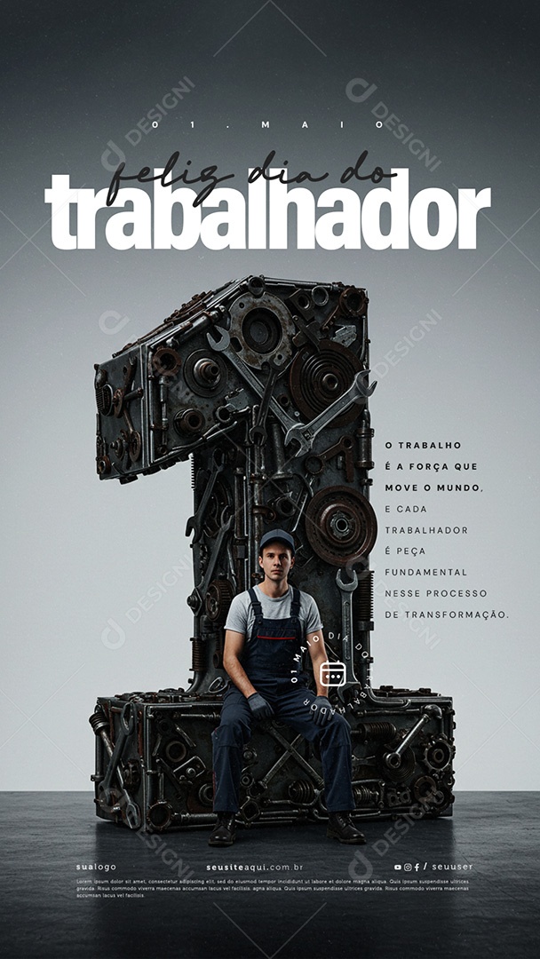 Story Feliz Dia Do Trabalhador 01 de Maio Social Media PSD Editável