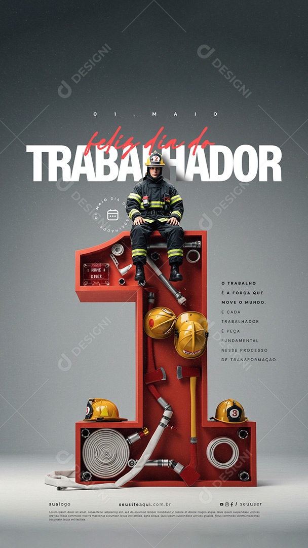 Story Feliz Dia Do Trabalhador 01 de Maio Social Media PSD Editável