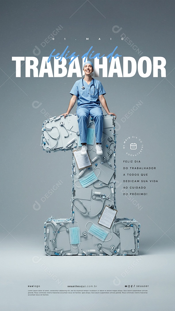 Story Feliz Dia Do Trabalhador 01 de Maio Social Media PSD Editável