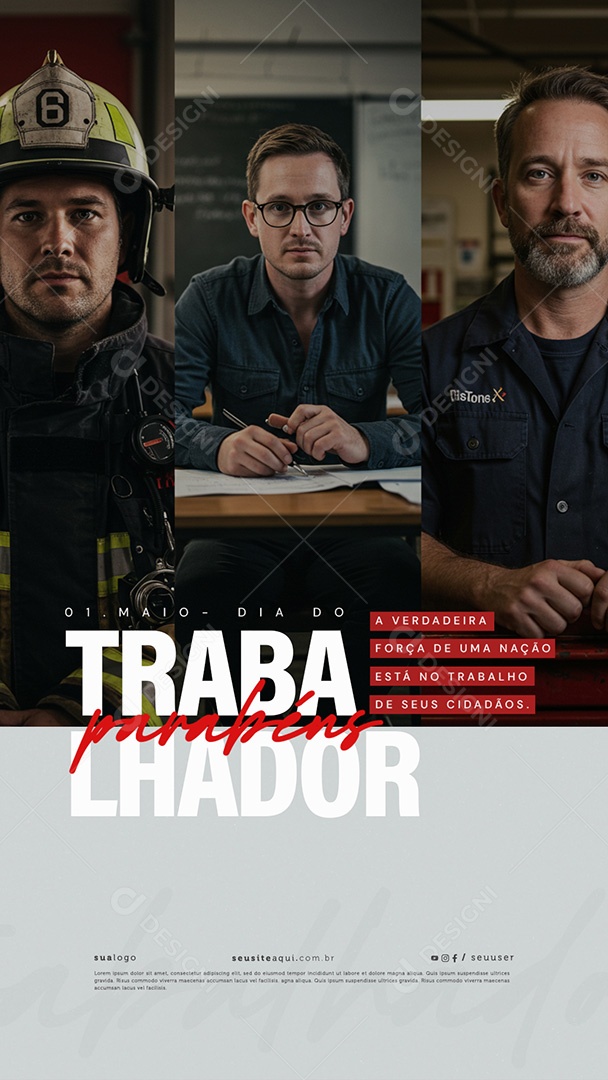 Story Feliz Dia Do Trabalhador 01 de Maio Social Media PSD Editável