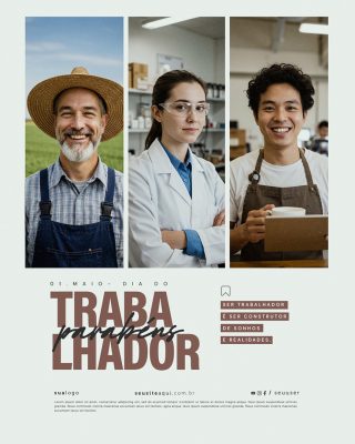 Feliz Dia Do Trabalhador 01 de Maio Social Media PSD Editável