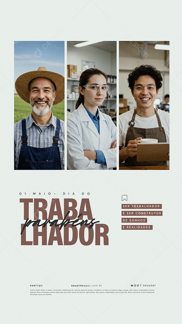 Story Feliz Dia Do Trabalhador 01 de Maio Social Media PSD Editável