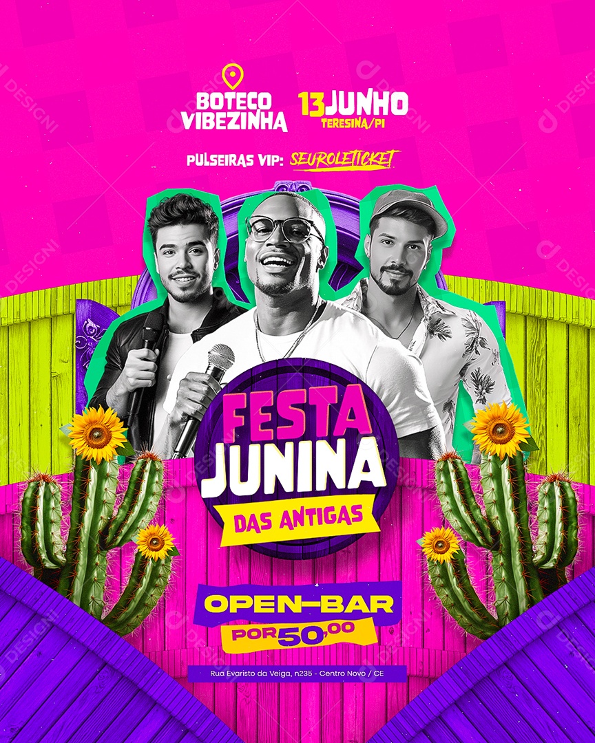 Flyer São João Festa Junina Das Antigas Social Media PSD Editável