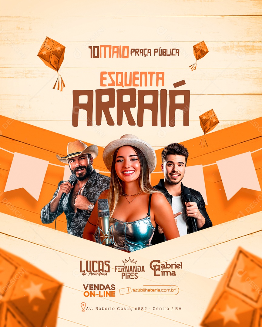 Flyer São João Esquenta Arraiá Social Media PSD Editável