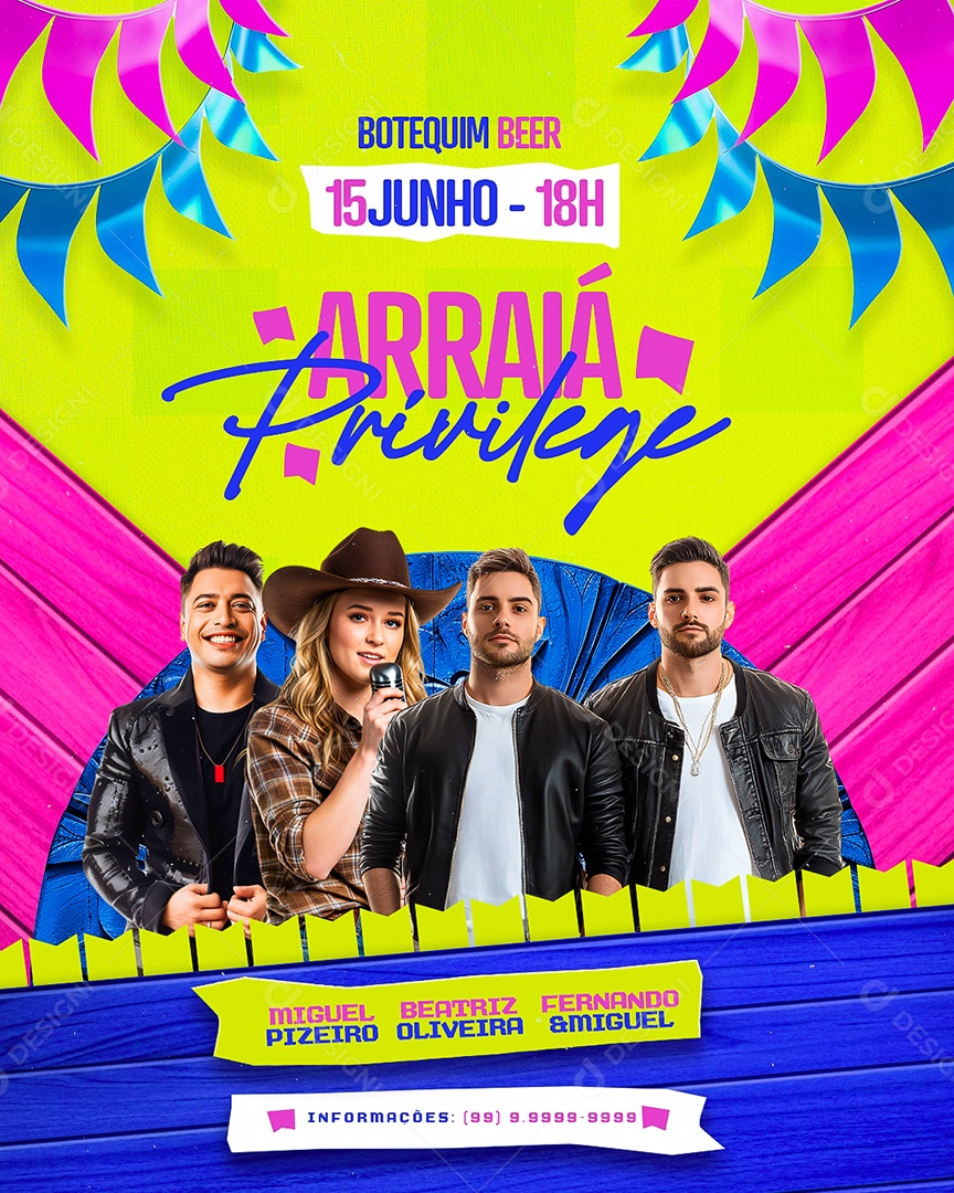 Flyer São João Arraiá Privilege Social Media PSD Editável