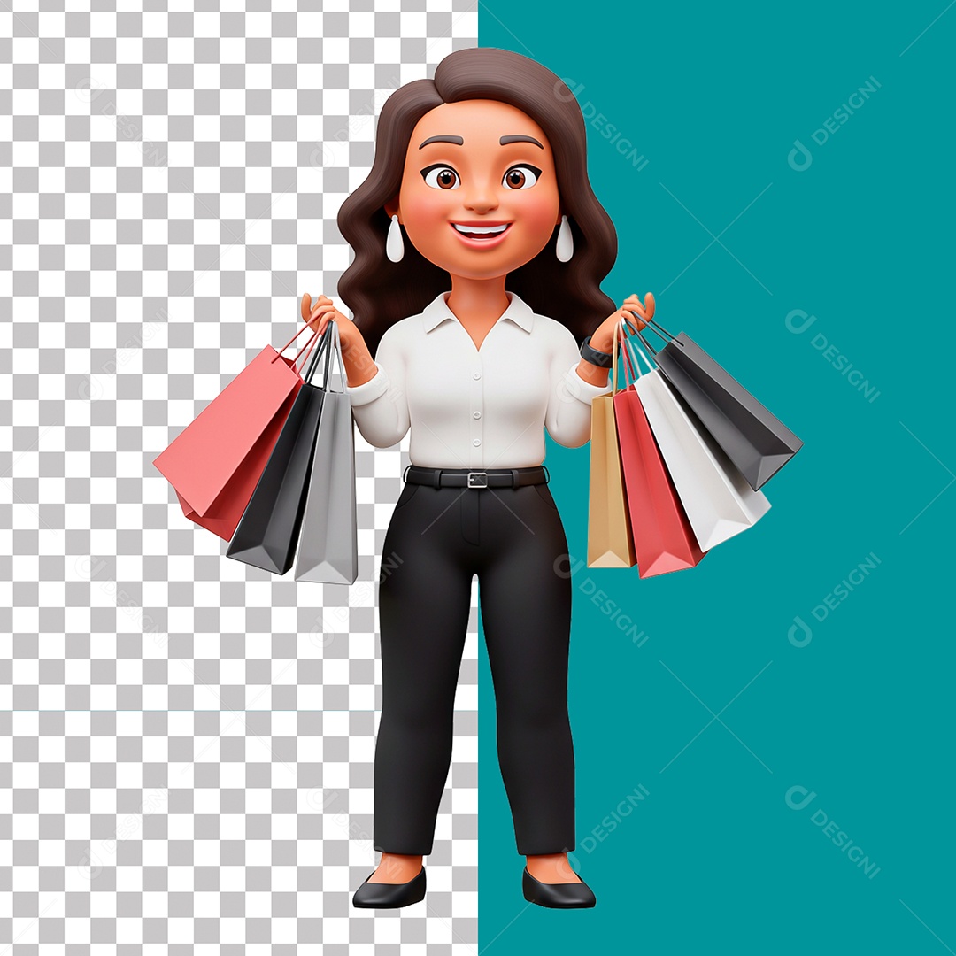 Elemento 3D Personagem Mulher para Composição PSD