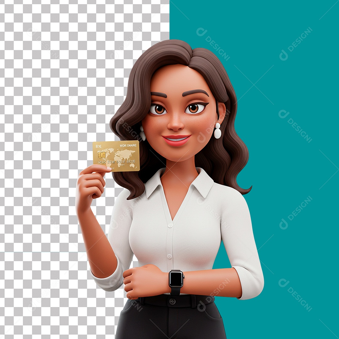 Elemento 3D Personagem Mulher para Composição PSD