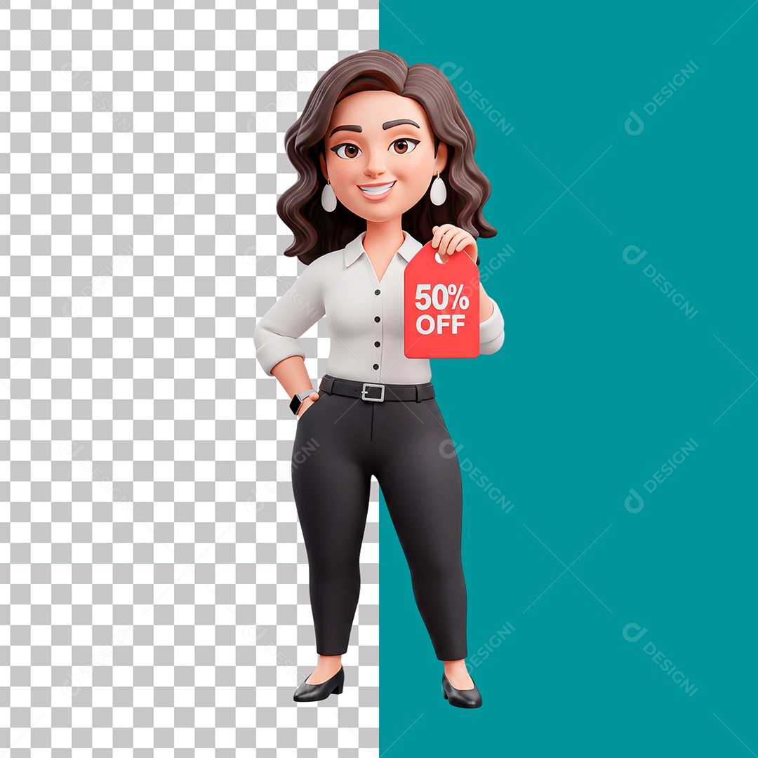 Elemento 3D Personagem Mulher para Composição PSD