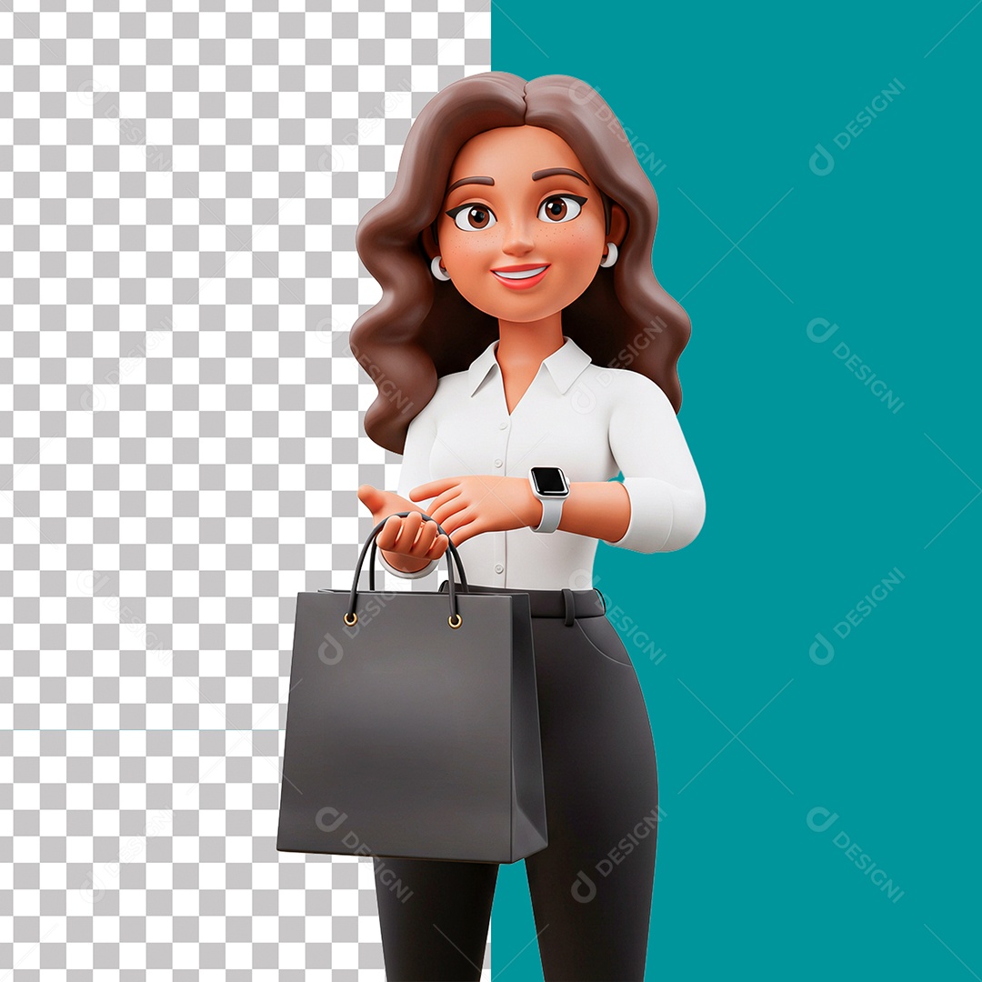 Elemento 3D Personagem Mulher para Composição PSD