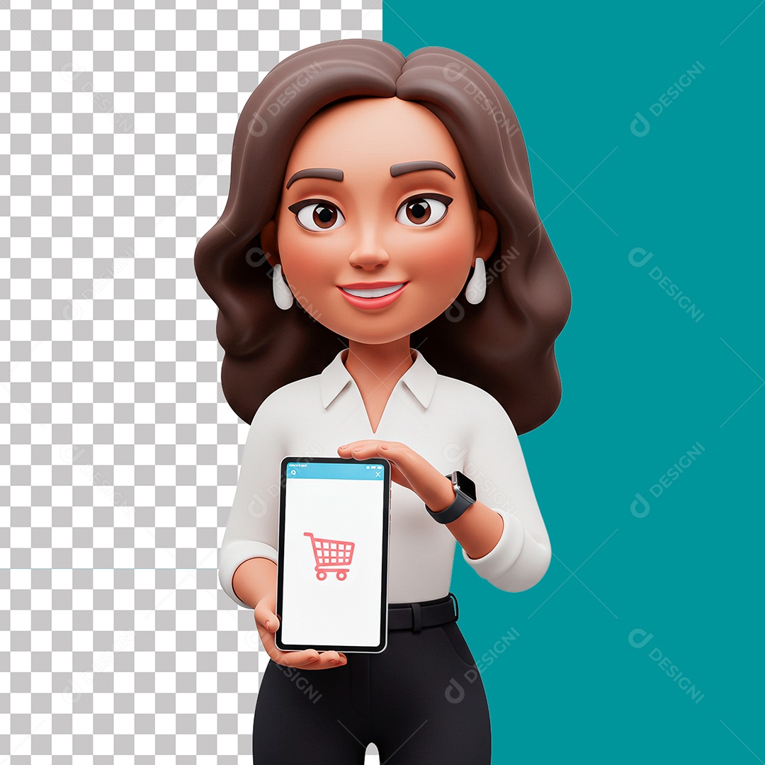 Elemento 3D Personagem Mulher para Composição PSD