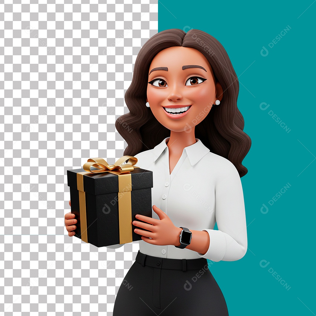 Elemento 3D Personagem Mulher para Composição PSD