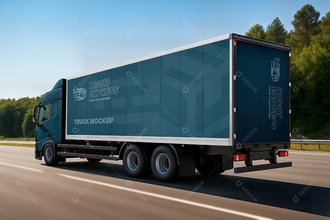 Mockup Caminhão Baú PSD Editável