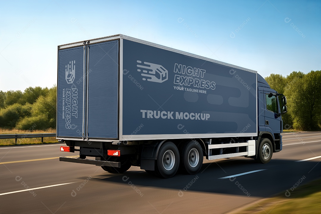 Mockup Caminhão Baú PSD Editável