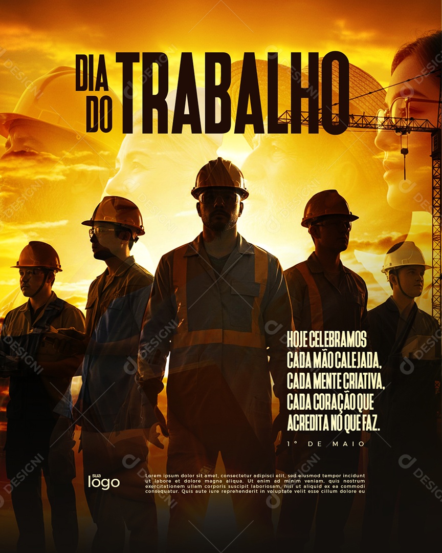 Social Media Dia Do Trabalhador Parabéns PSD Editável