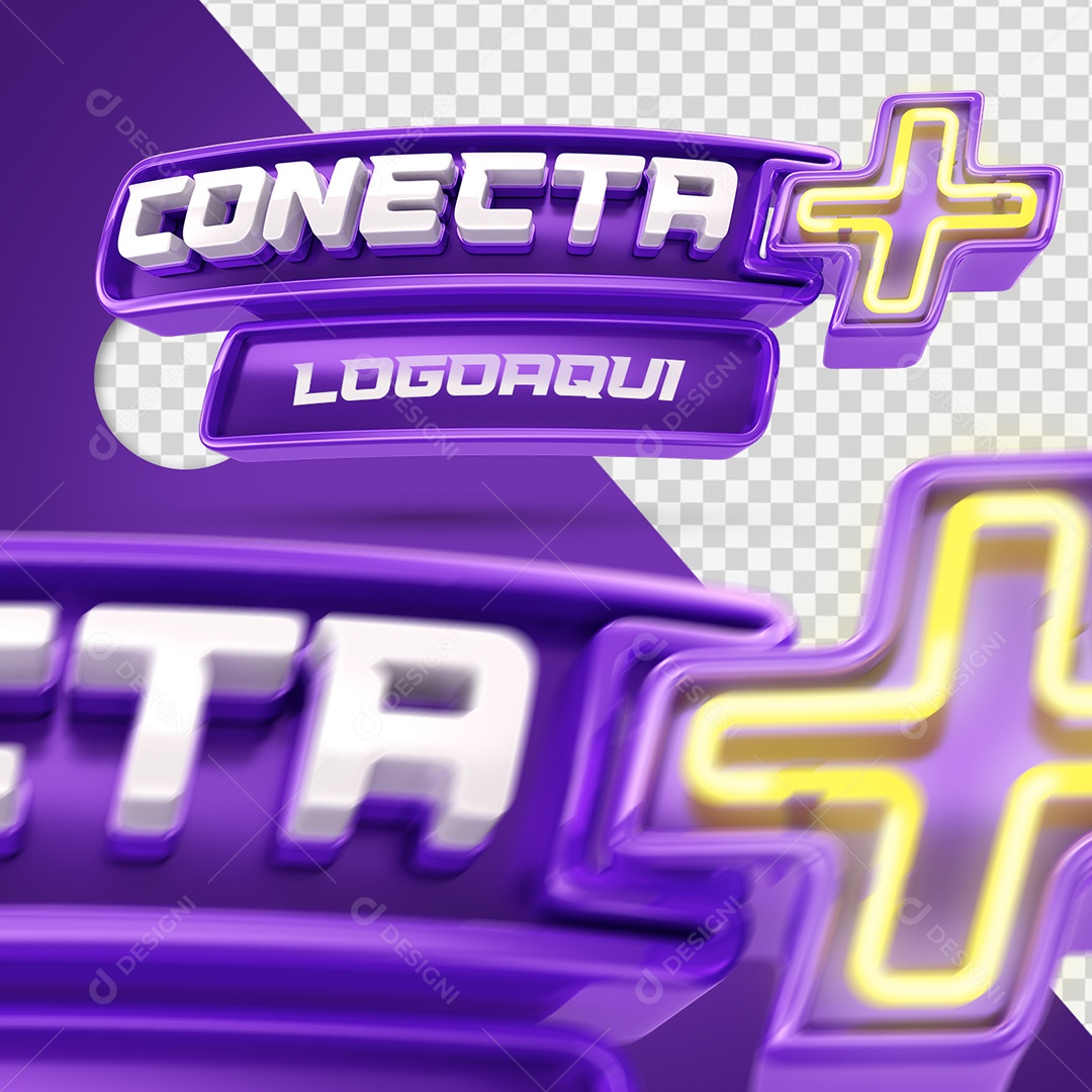 Conecta Mais Selo 3D para Composição PSD