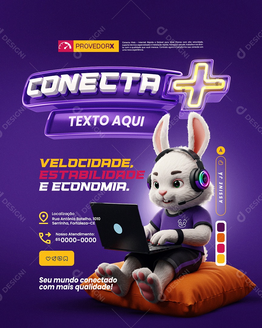 Conecta Mais Internet Velocidade Estabilidade Social Media PSD Editável