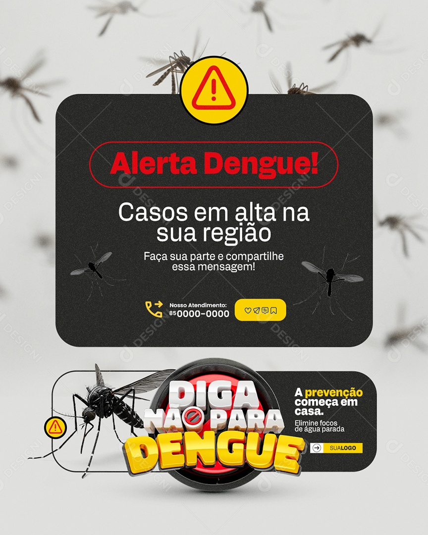 Diga Não para Dengue Alerta Casos em Alta na Sua Região Social Media PSD Editável