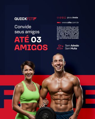 Academia Convide seus Amigos Social Media PSD Editável