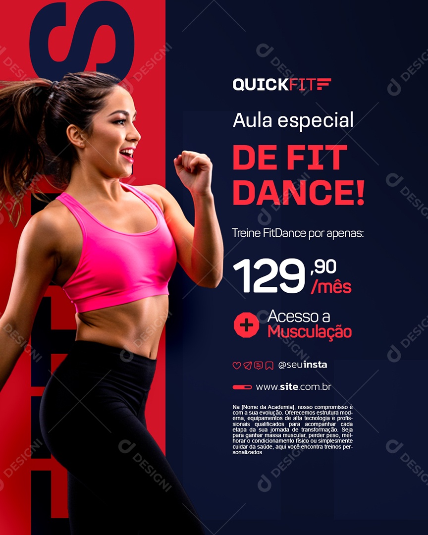Academia Aula Especial de Fit Dance Social Media PSD Editável