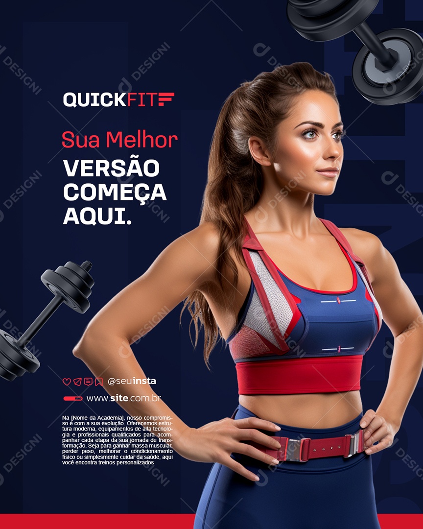 Social Media Academia Sua Melhor Versão Começa Aqui PSD Editável