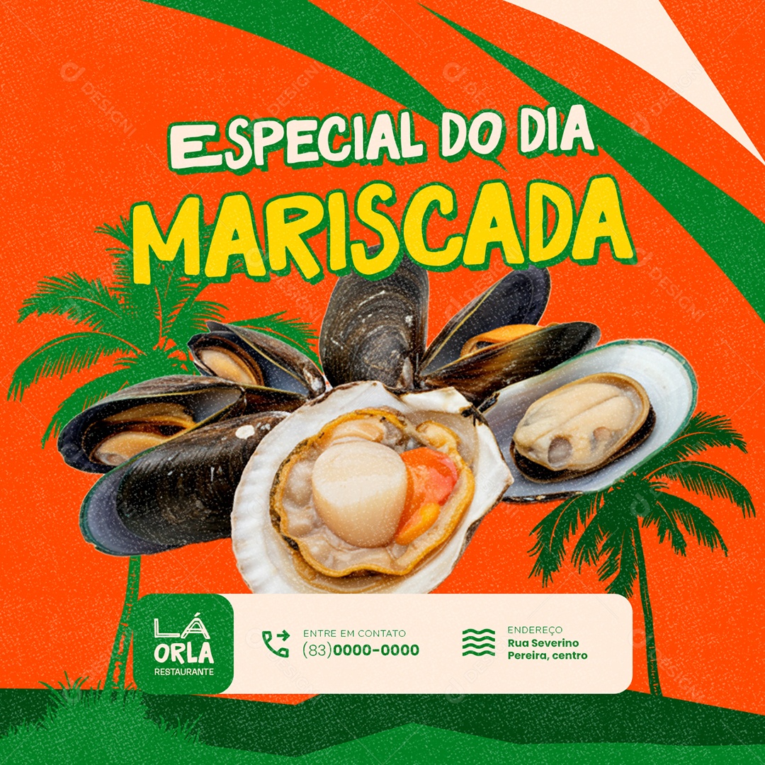 Quiosque Especial do Dia Mariscada Social Media PSD Editável