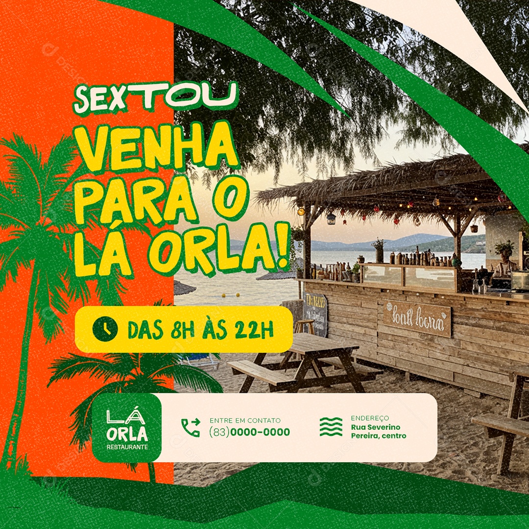Quiosque Sextou Venha Para o Lá Orla Social Media PSD Editável