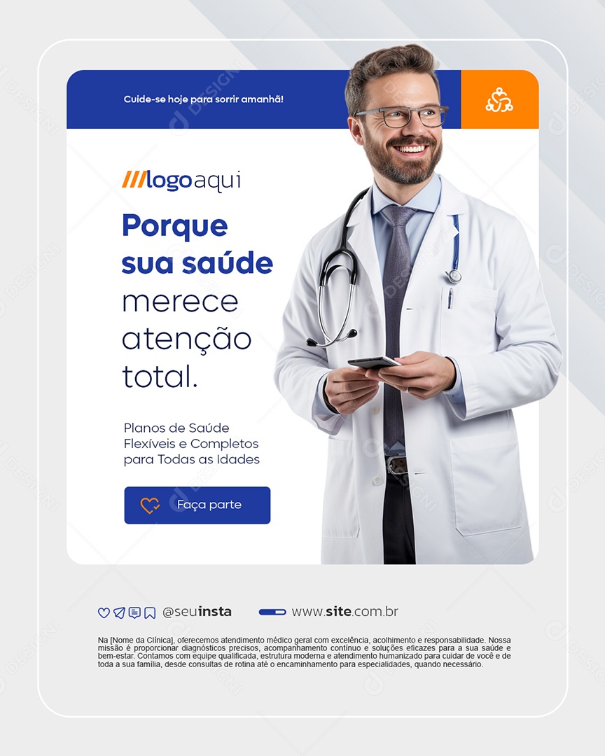 Clínica Médica Porque sua Saúde Merece Atenção Total Social Media PSD Editável