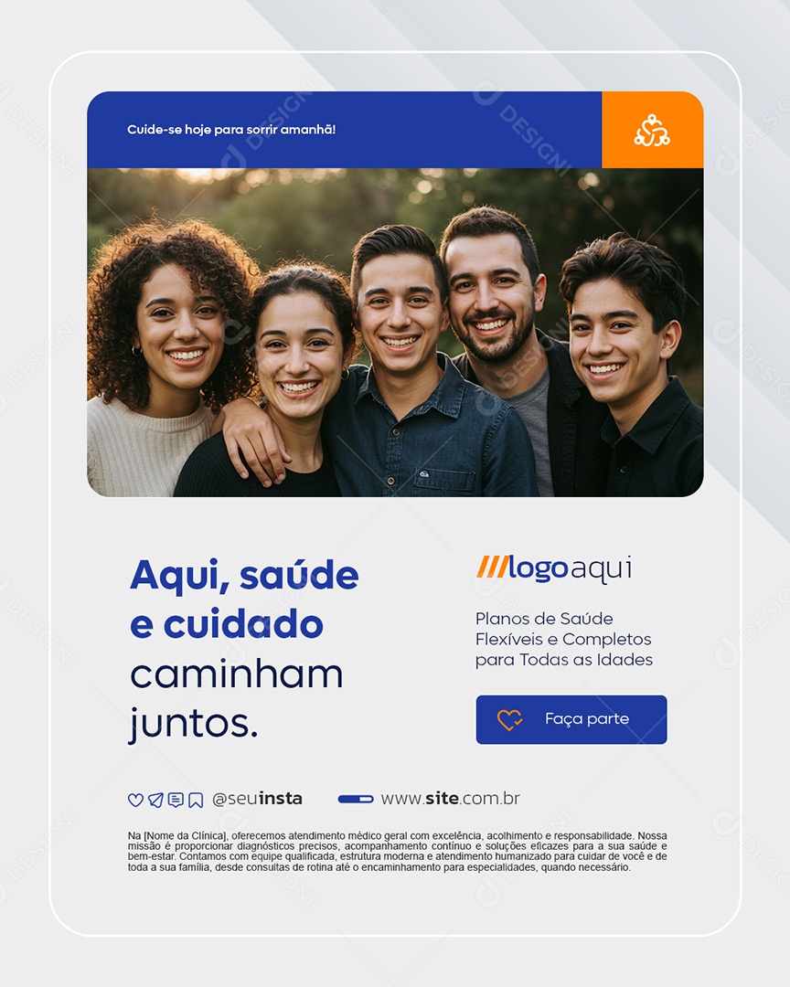 Clínica Médica Aqui Saúde e Cuidado Caminham Juntos Social Media PSD Editável