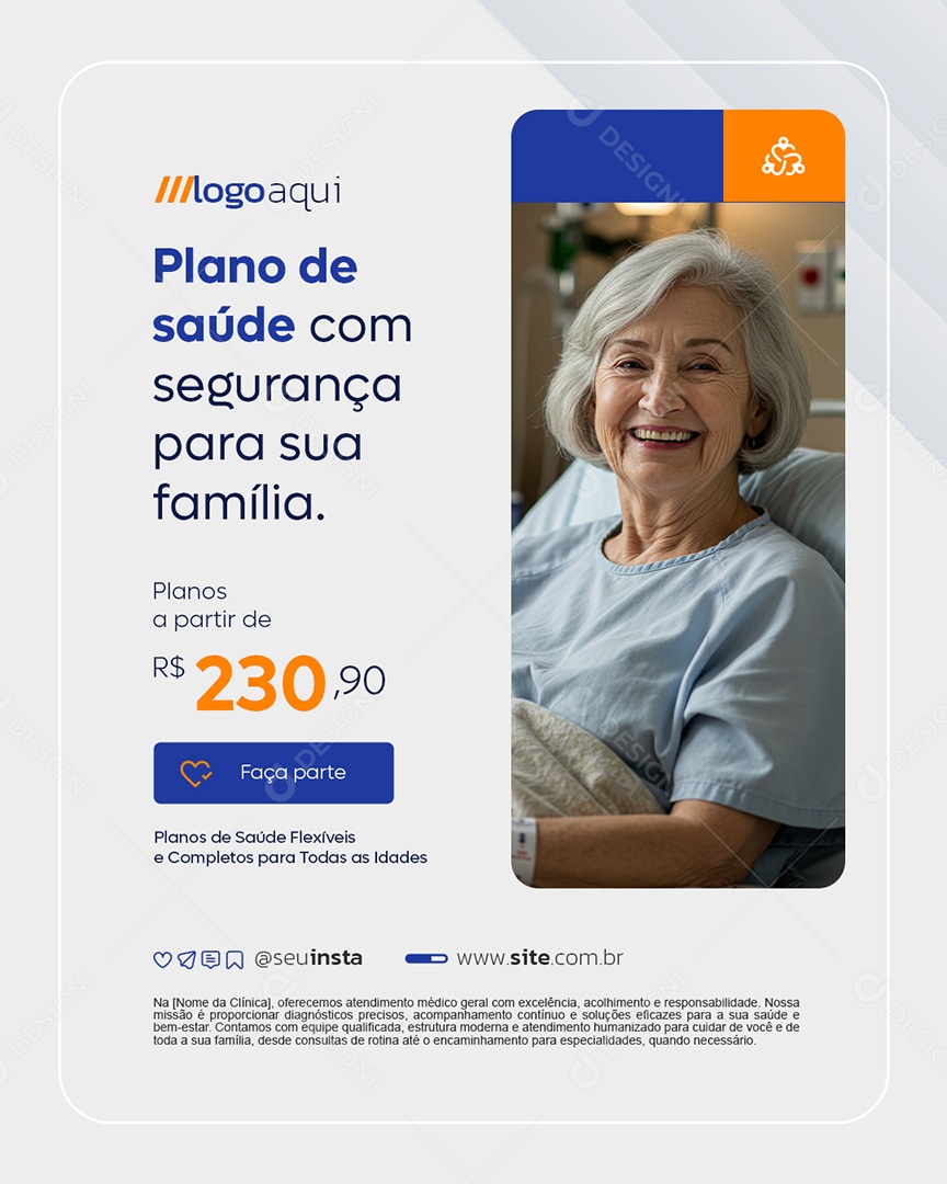 Clínica Médica Plano de Saúde com Segurança para Sua Família Social Media PSD Editável