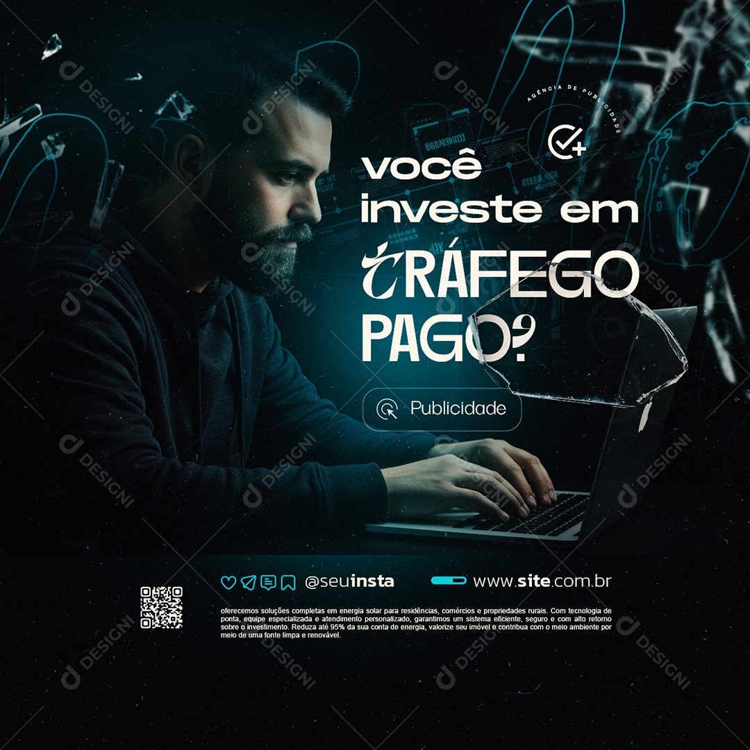 Agência de Publicidade Você Investe em Tráfego Pago Social Media PSD Editável
