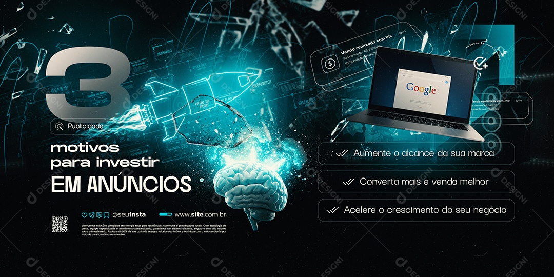 Carrossel Agência de Publicidade Três Motivos para Investir Social Media PSD Editável