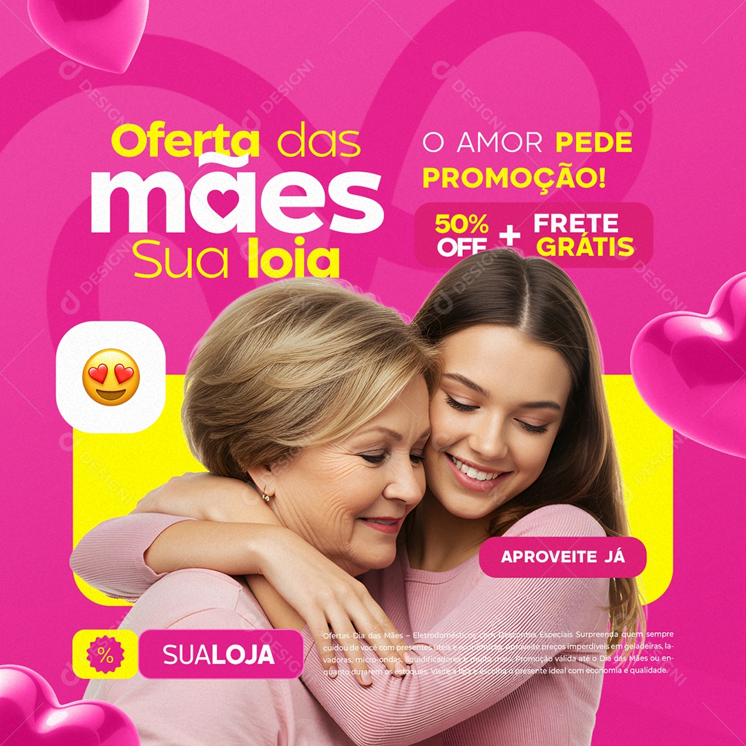 Oferta das Mães Sua Loja Aproveite Já Social Media PSD Editável