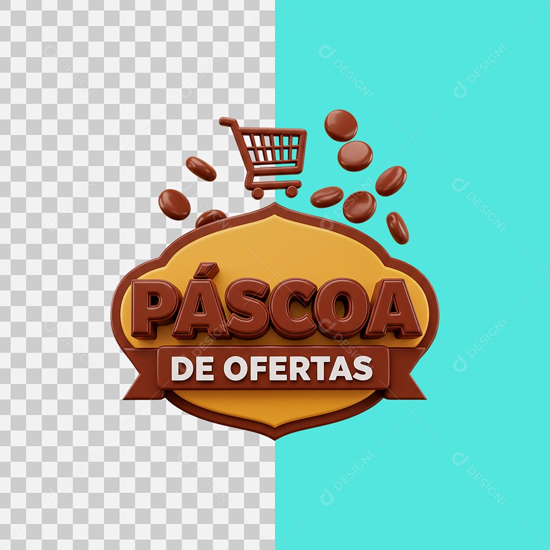 Selo 3D Páscoa de Ofertas Para Composição PSD