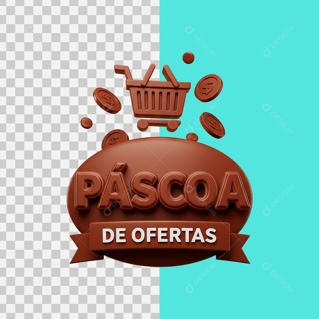 Selo 3D Páscoa de Ofertas Para Composição PSD