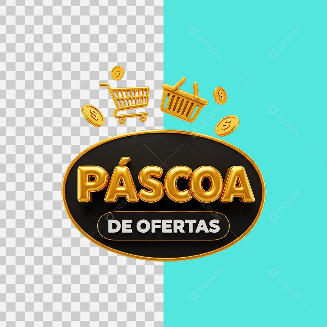 Selo 3D Páscoa de Ofertas Para Composição PSD