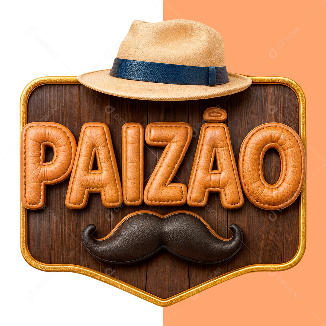 Selo 3D Dia dos Pais Paizão Para Composição PSD